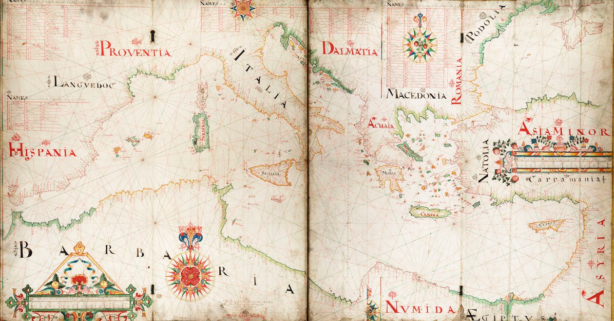 Carte des mers Méditerranée, Noire et Caspienne - John Burston
