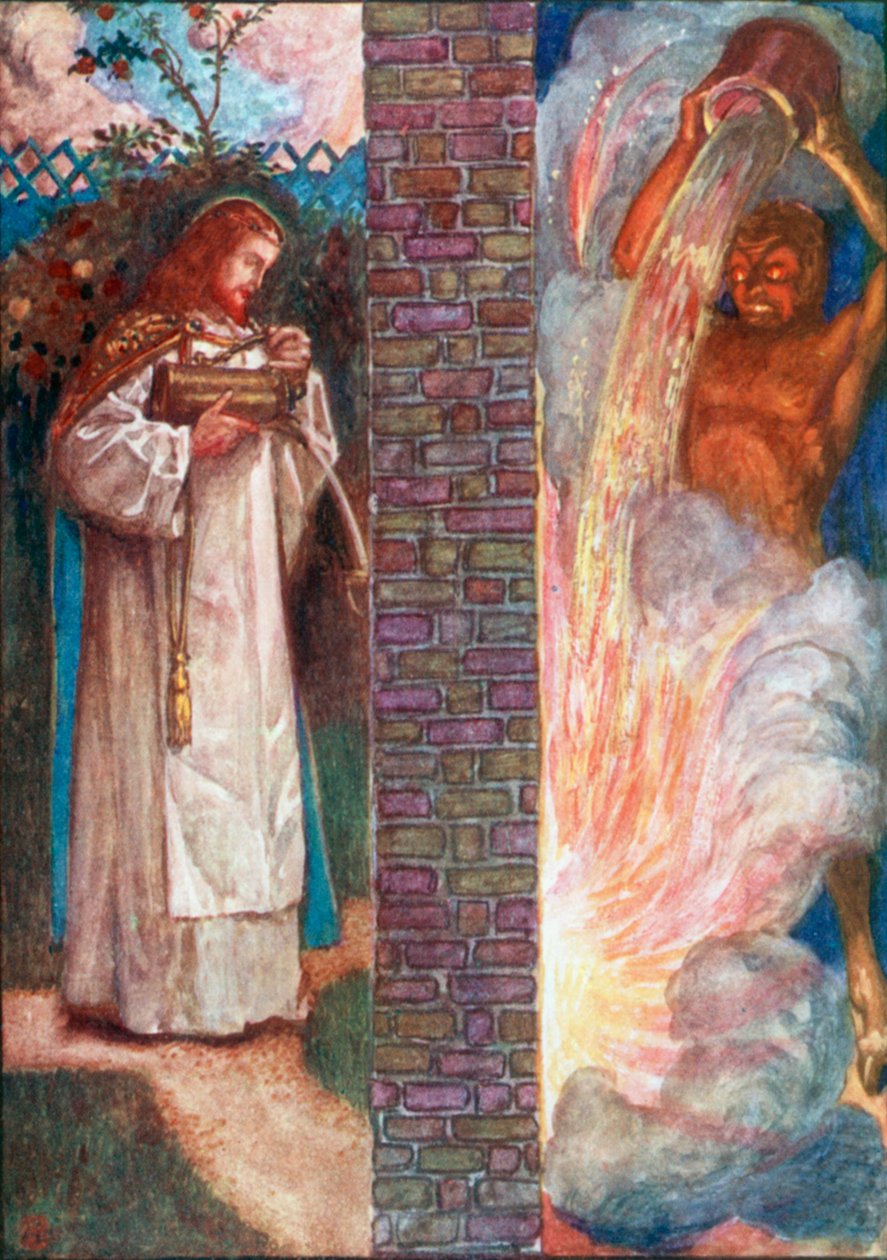 Le Christ et le Diable (lithographie couleur) - John Byam Liston Shaw