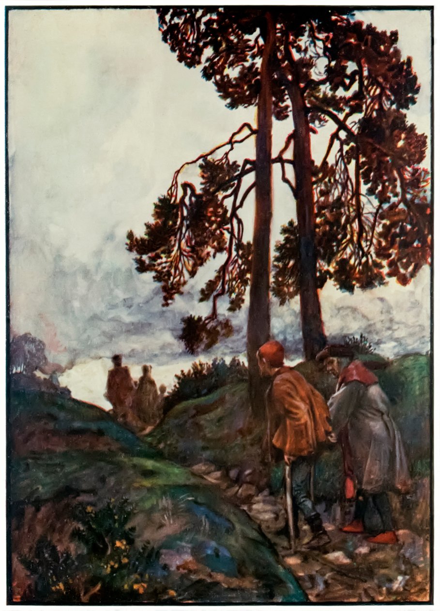 "Faible et prêt-à-boiter ferment la marche" de "Le Voyage du pèlerin de ce monde à celui qui est à venir" par John Bunyan - John Byam Liston Shaw