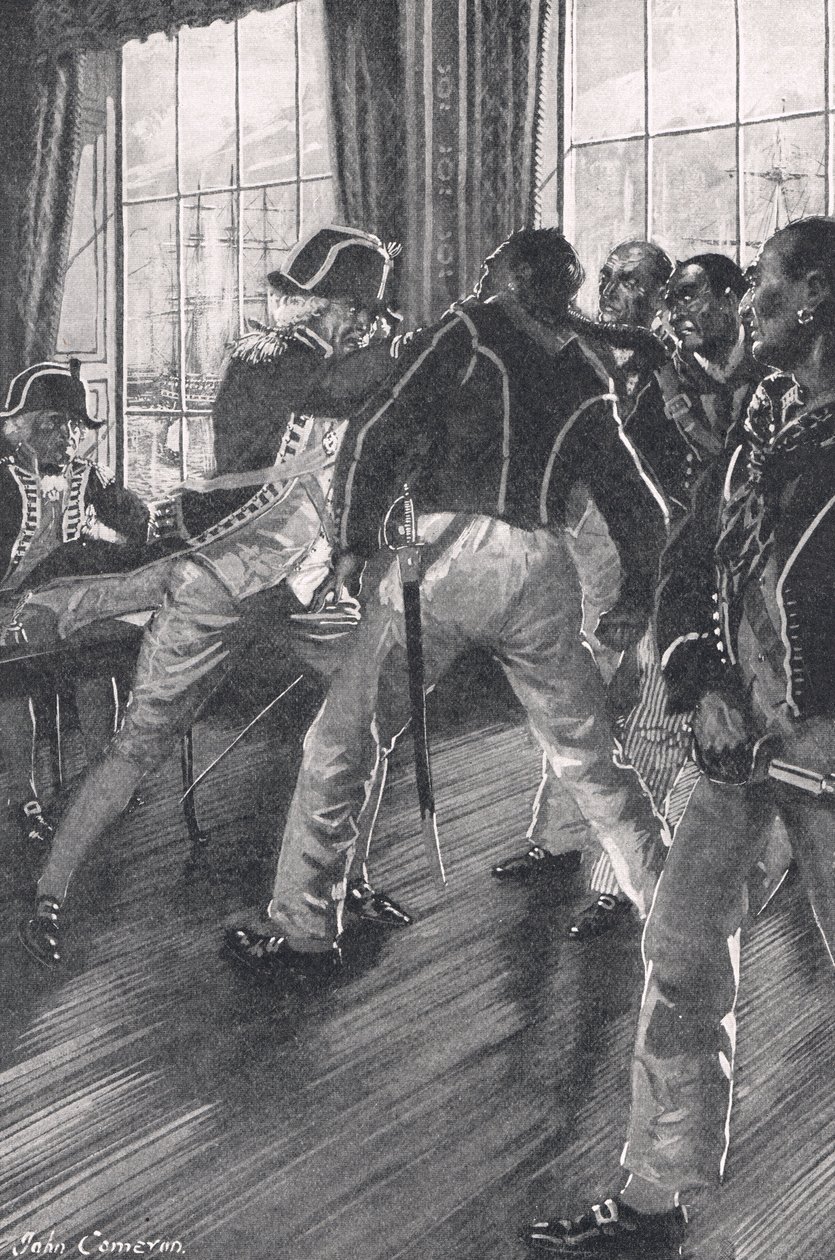 Une scène à bord du navire amiral pendant la mutinerie de Nore, illustration de 