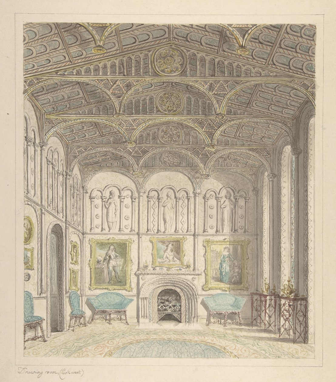 Salon du château de Lea, vue vers l