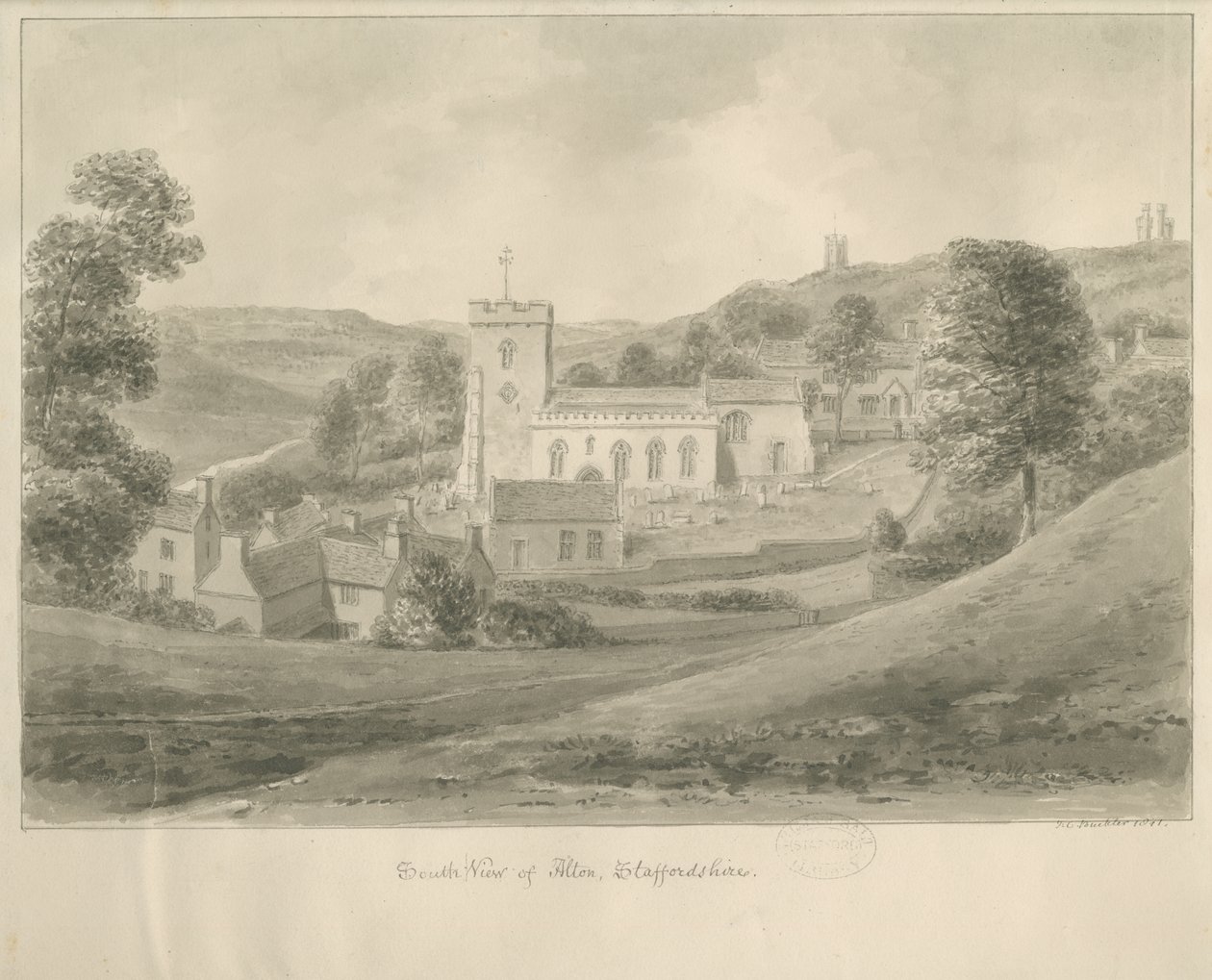 Alton - Église et Maisons - John Chessell Buckler