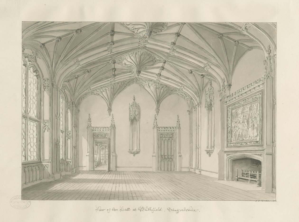 Intérieur de Blithfield Hall - John Chessell Buckler