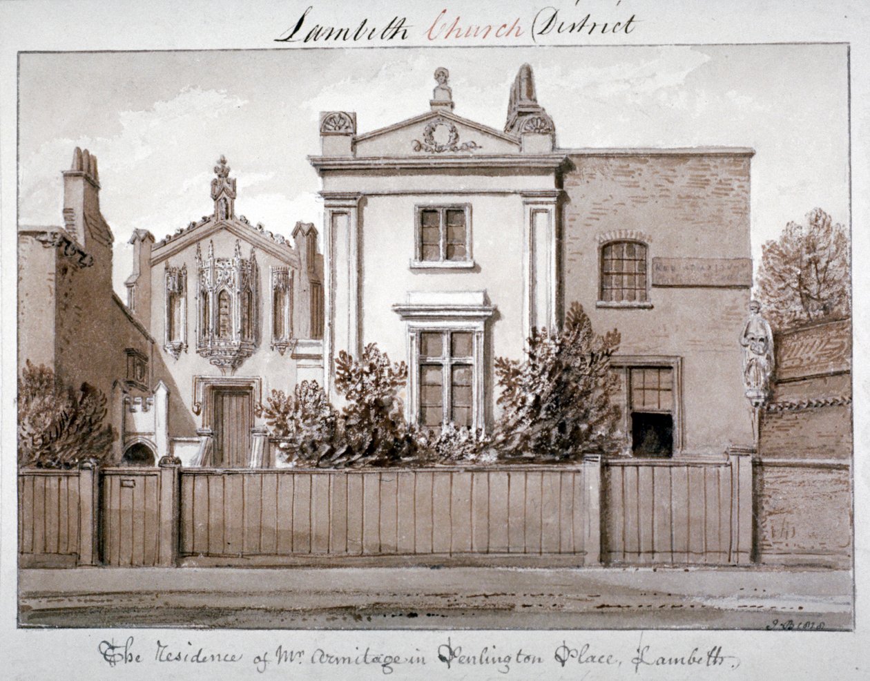 Résidence de M. Armitage à Penlington Place, Lambeth, Londres - John Chessell Buckler