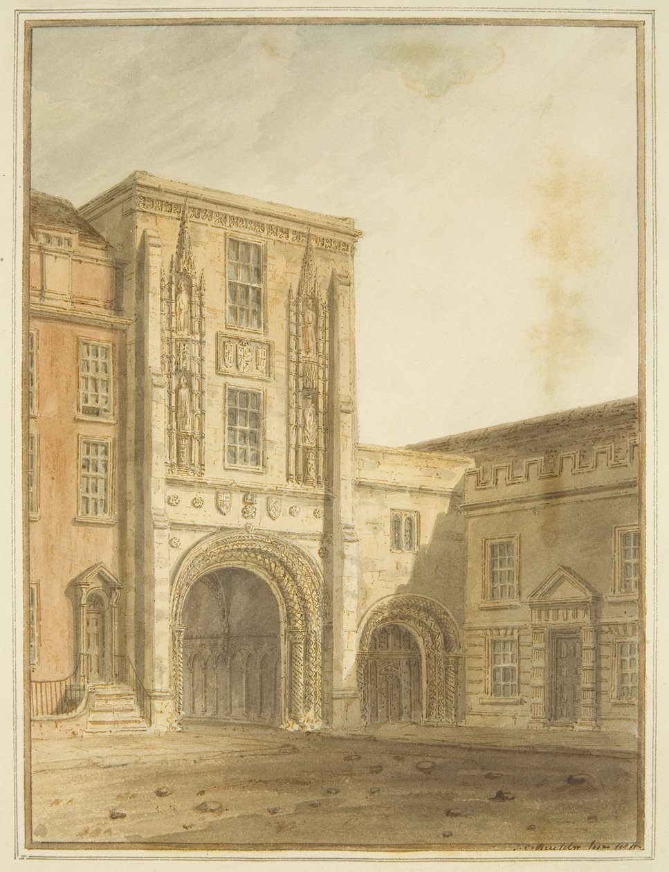 Vue nord de la porte du collège - John Chessell Buckler