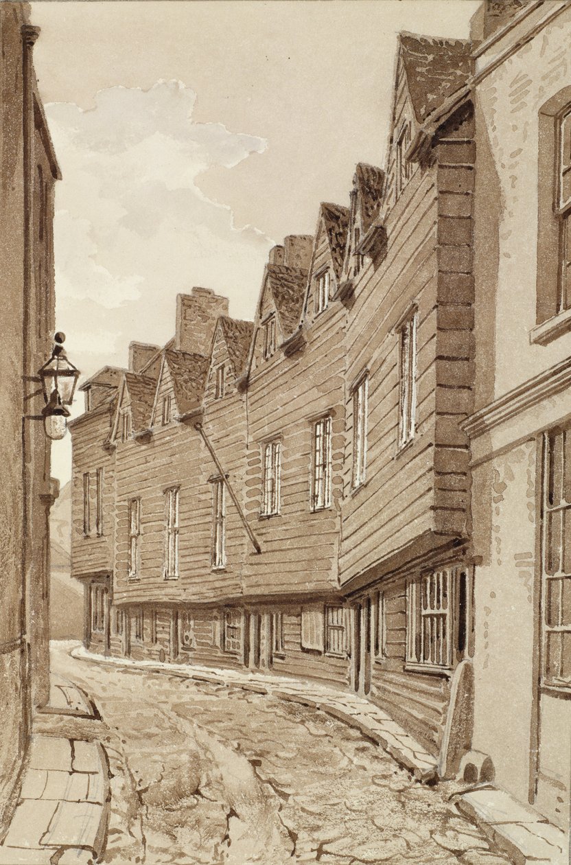Vieilles maisons à Mill Lane, Bermondsey, 1828, de 