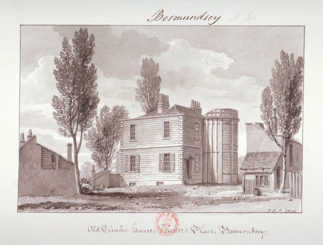 Ancienne maison des imprimeurs, Printers Place, Bermondsey, Londres - John Chessell Buckler