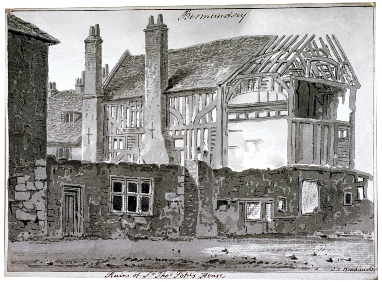 Vestiges de la maison de Thomas Pope, Mill Lane, Bermondsey, Londres - John Chessell Buckler