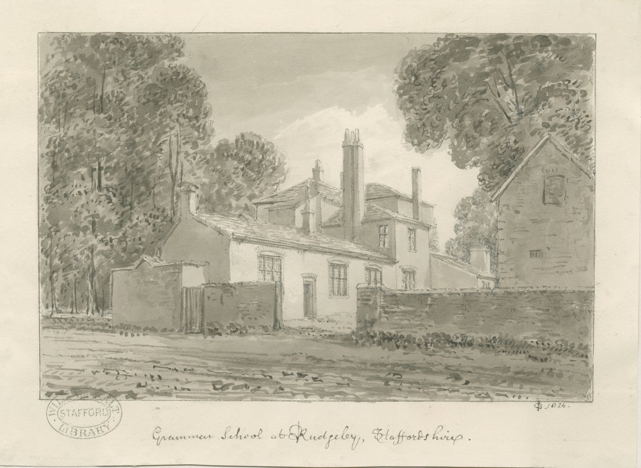 Rugeley Town - École de grammaire (1824) - John Chessell Buckler