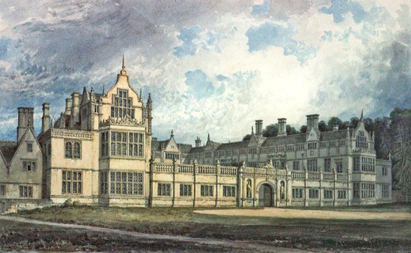 Rushton Hall, Northamptonshire : vue du sud-est - John Chessell Buckler