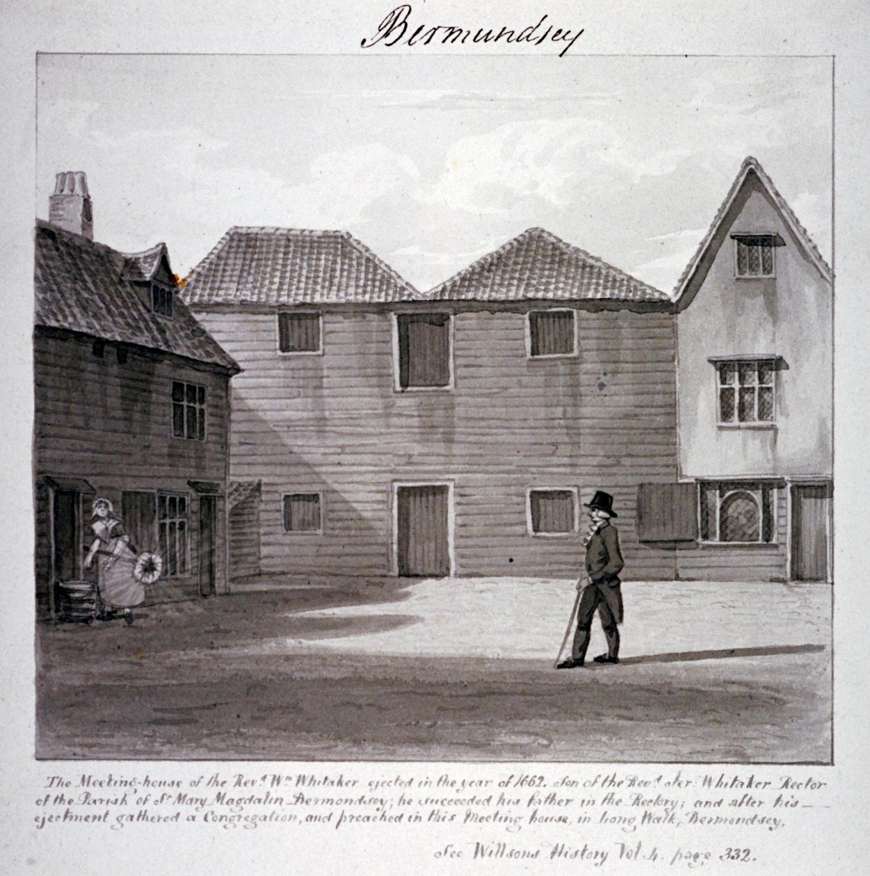 Maison de réunion du Révérend Whitaker, Long Walk, Bermondsey, Londres - John Chessell Buckler