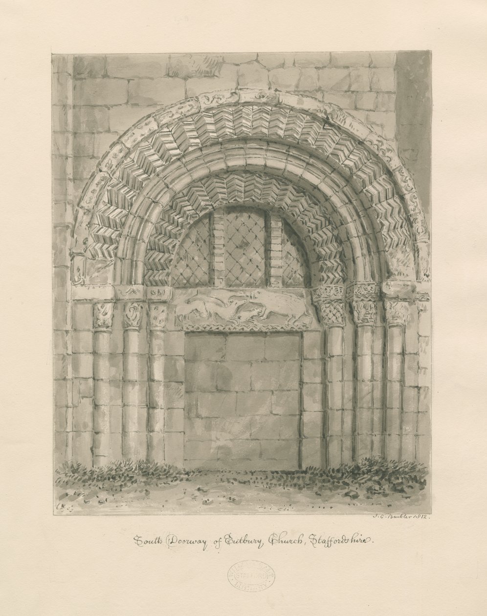Église prieurale de Tutbury - Portail sud - John Chessell Buckler