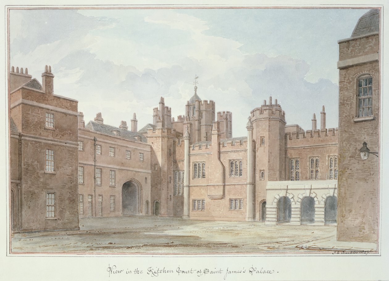 Vue dans la cour de la cuisine du palais de St. James - John Chessell Buckler
