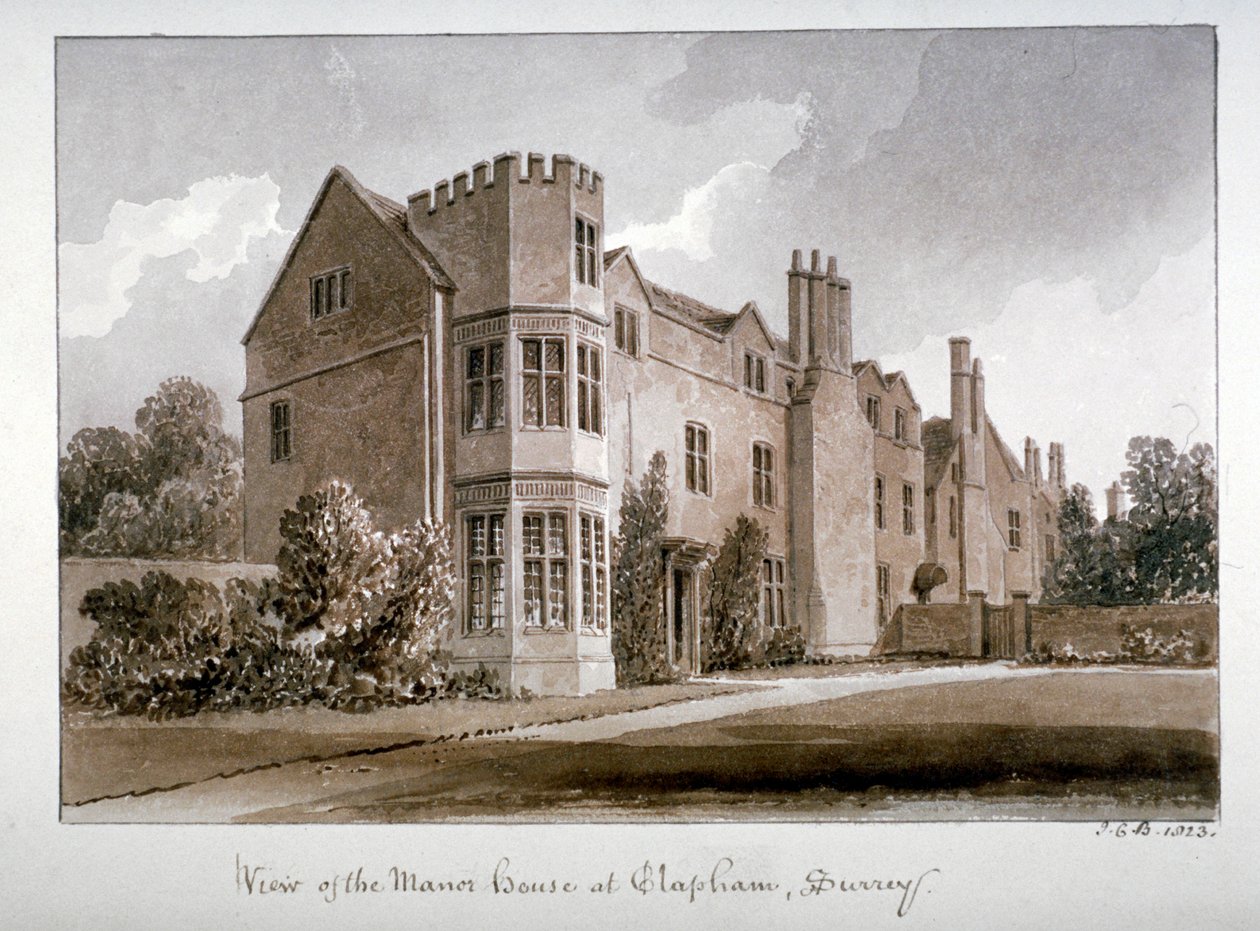 Vue de la maison de maître à Clapham, Surrey, 1823 - John Chessell Buckler