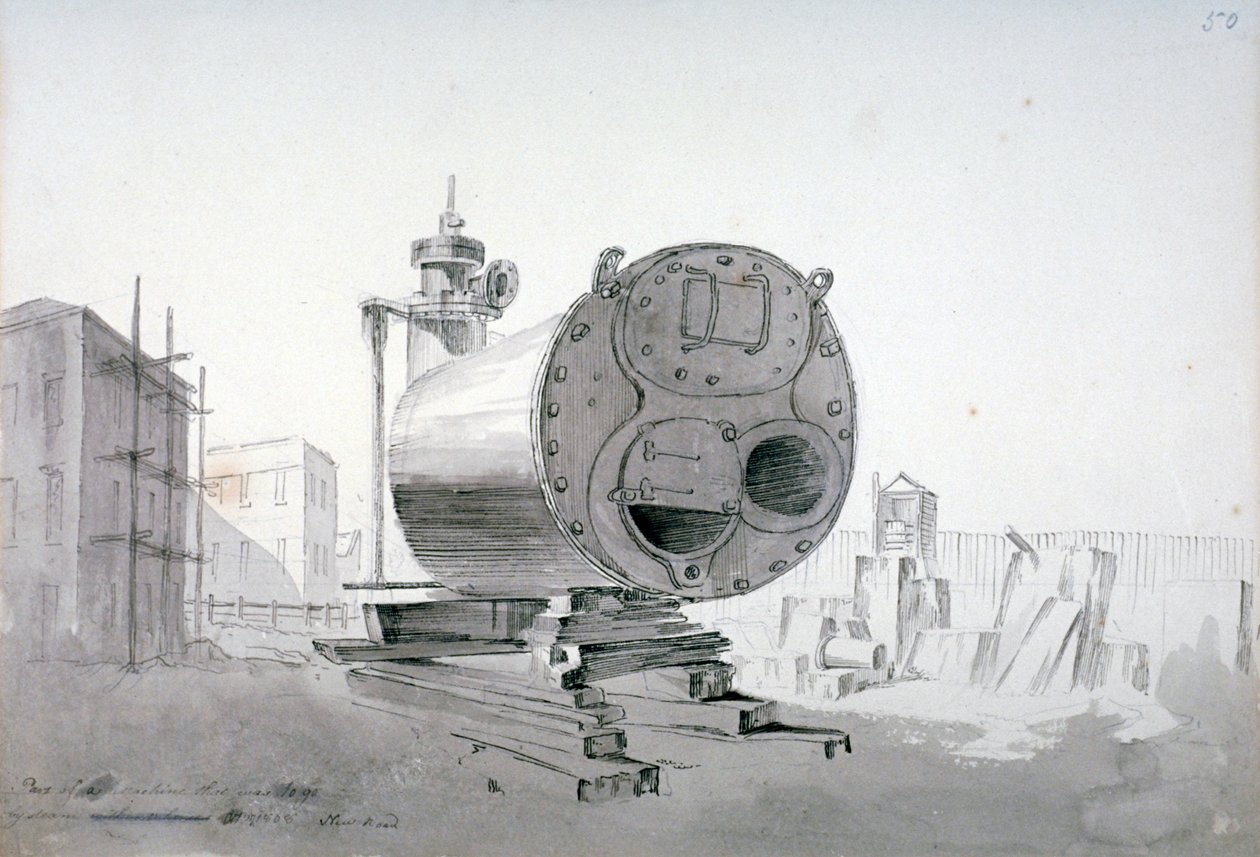 Machine à vapeur, New Road, Islington, Londres - John Claude Nattes