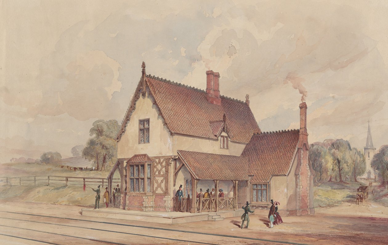 Gare rurale victorienne et passage à niveau - John Connell Ogle