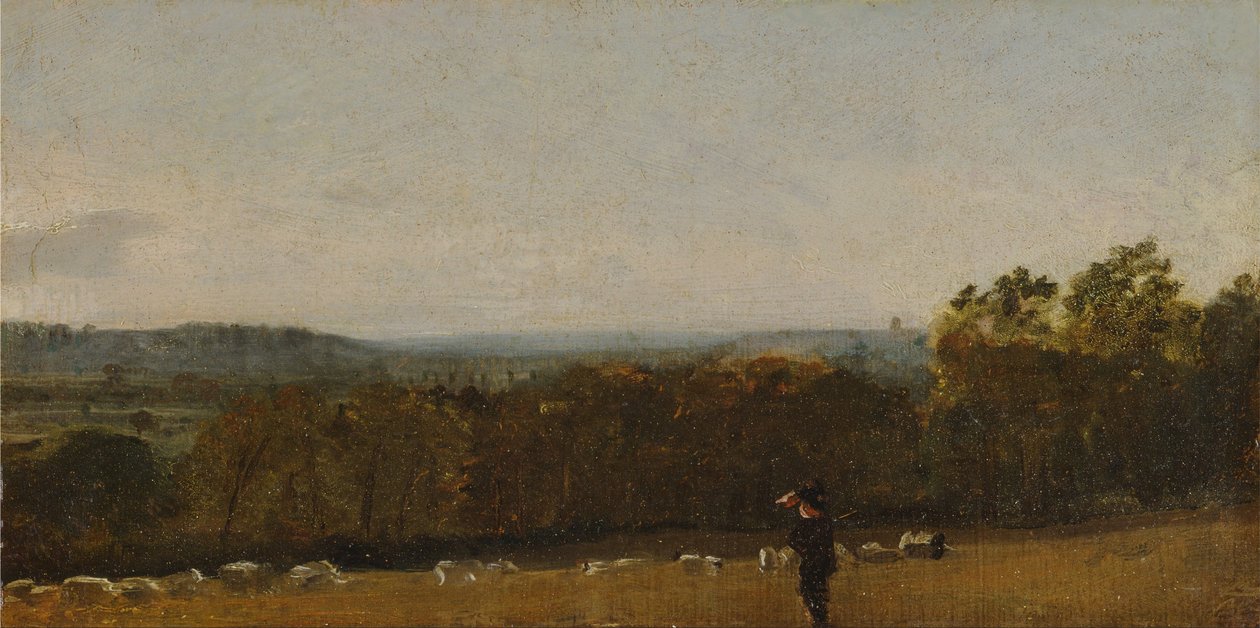 Un berger dans un paysage, regardant à travers Dedham Vale vers Langham - John Constable