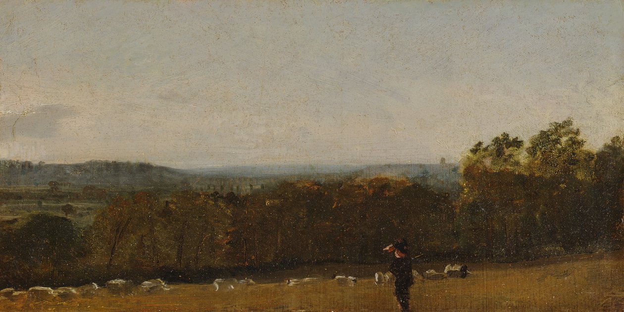 Un berger dans un paysage regardant à travers Dedham Vale vers Langham, vers 1811 - John Constable