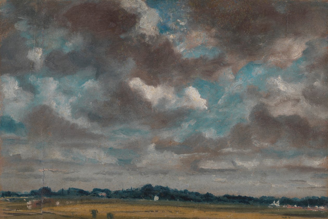 Paysage étendu avec des nuages gris - John Constable