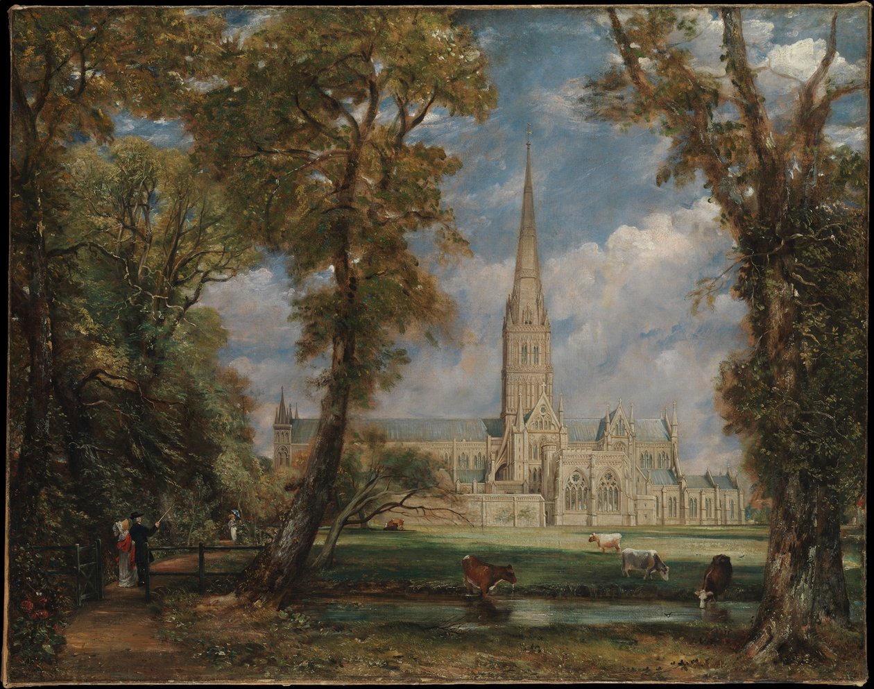 La cathédrale de Salisbury vue depuis les jardins de l