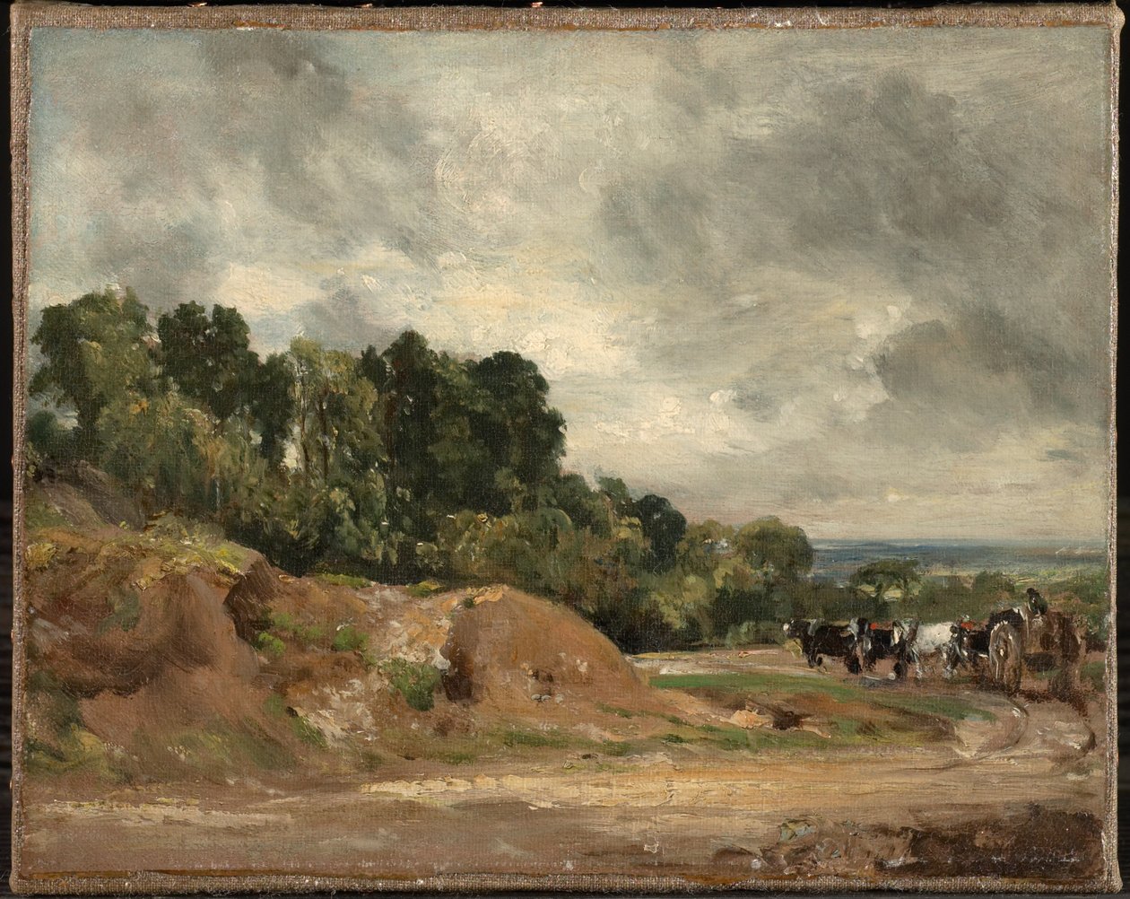 Bancs de sable, une charrette et des chevaux sur Hampstead Heath - John Constable