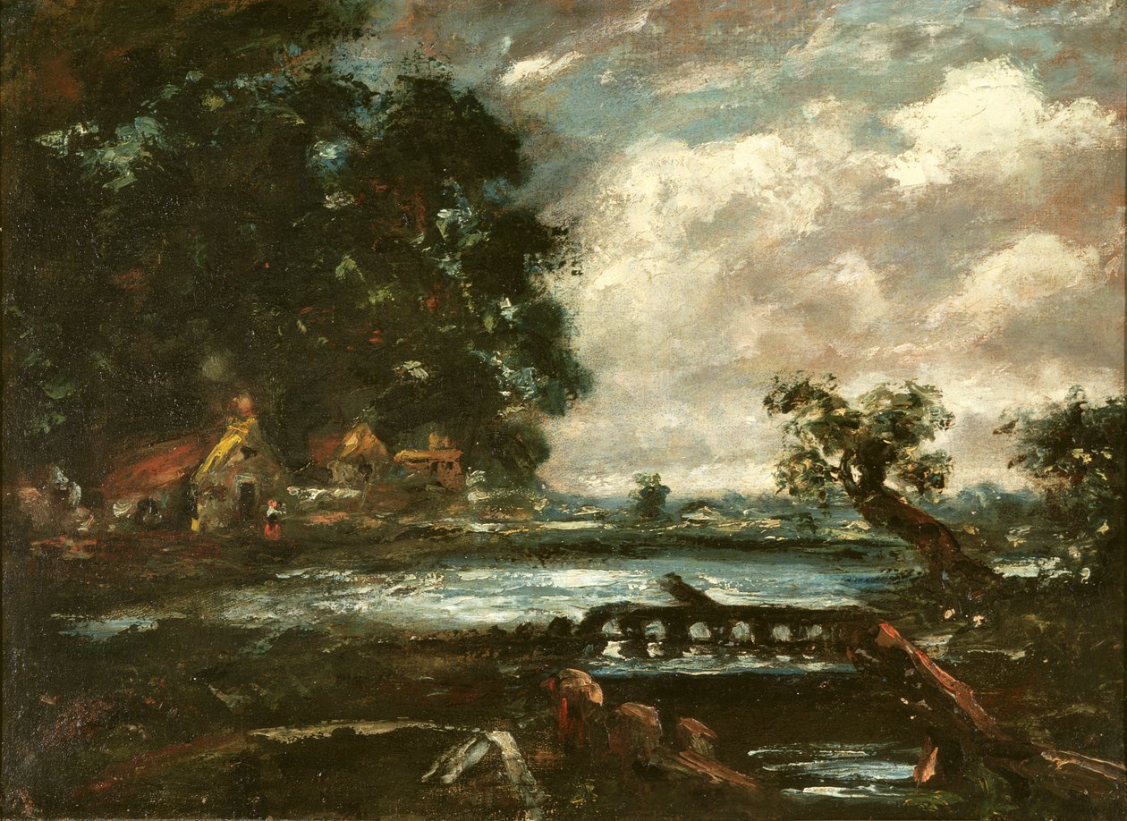 Étude pour Le cheval bondissant (vue sur la Stour) (huile sur toile) - John Constable