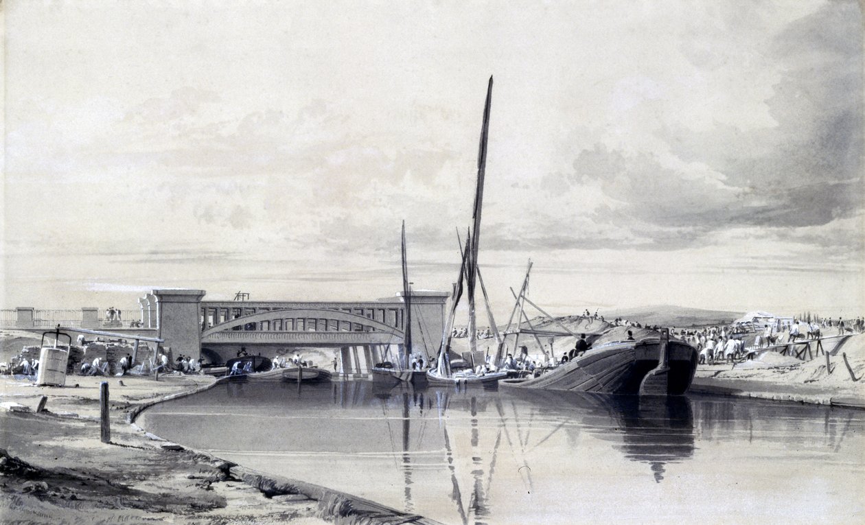 Pont sur le canal des Régents, avril 1837 - John Cooke Bourne
