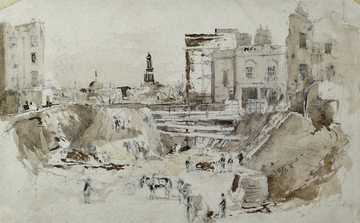 Construction du chemin de fer de Londres à Birmingham, vers 1835 - John Cooke Bourne