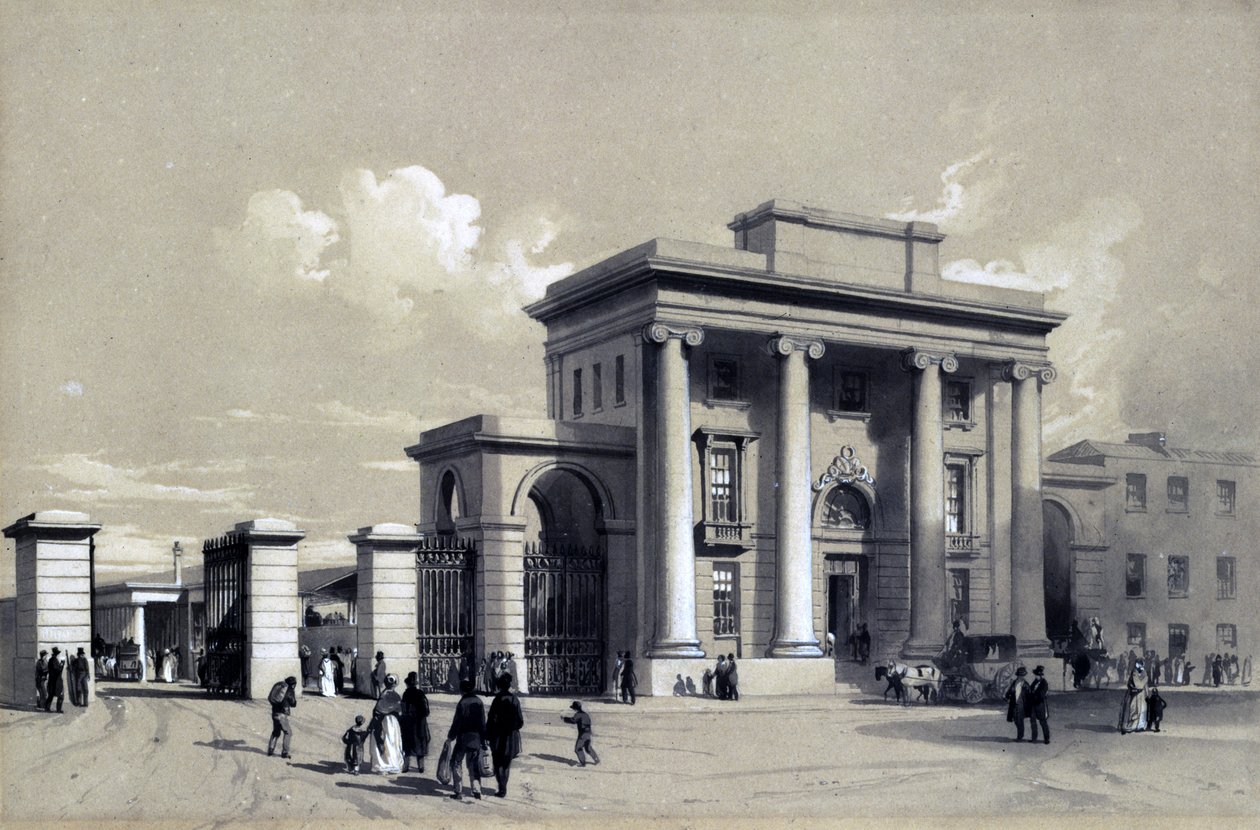 Entrée de la gare de Birmingham, septembre 1838 - John Cooke Bourne