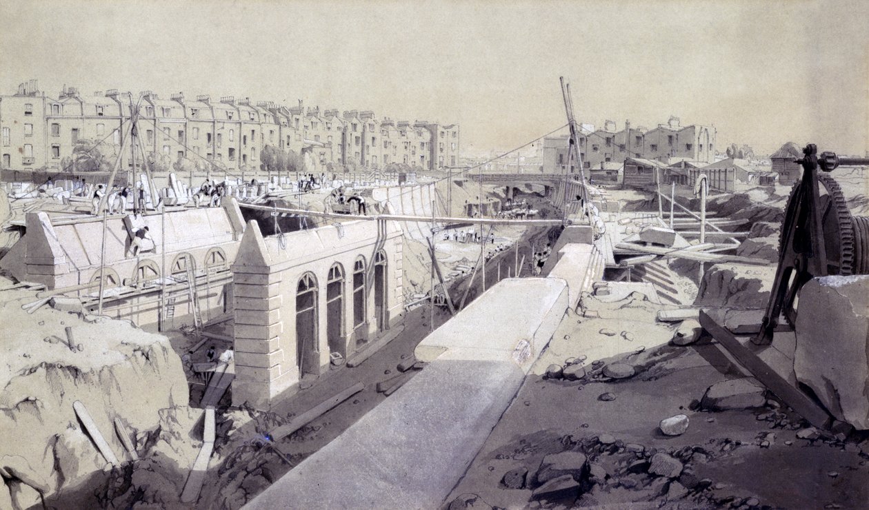Mornington Crescent - Ligne en construction, septembre 1836 - John Cooke Bourne