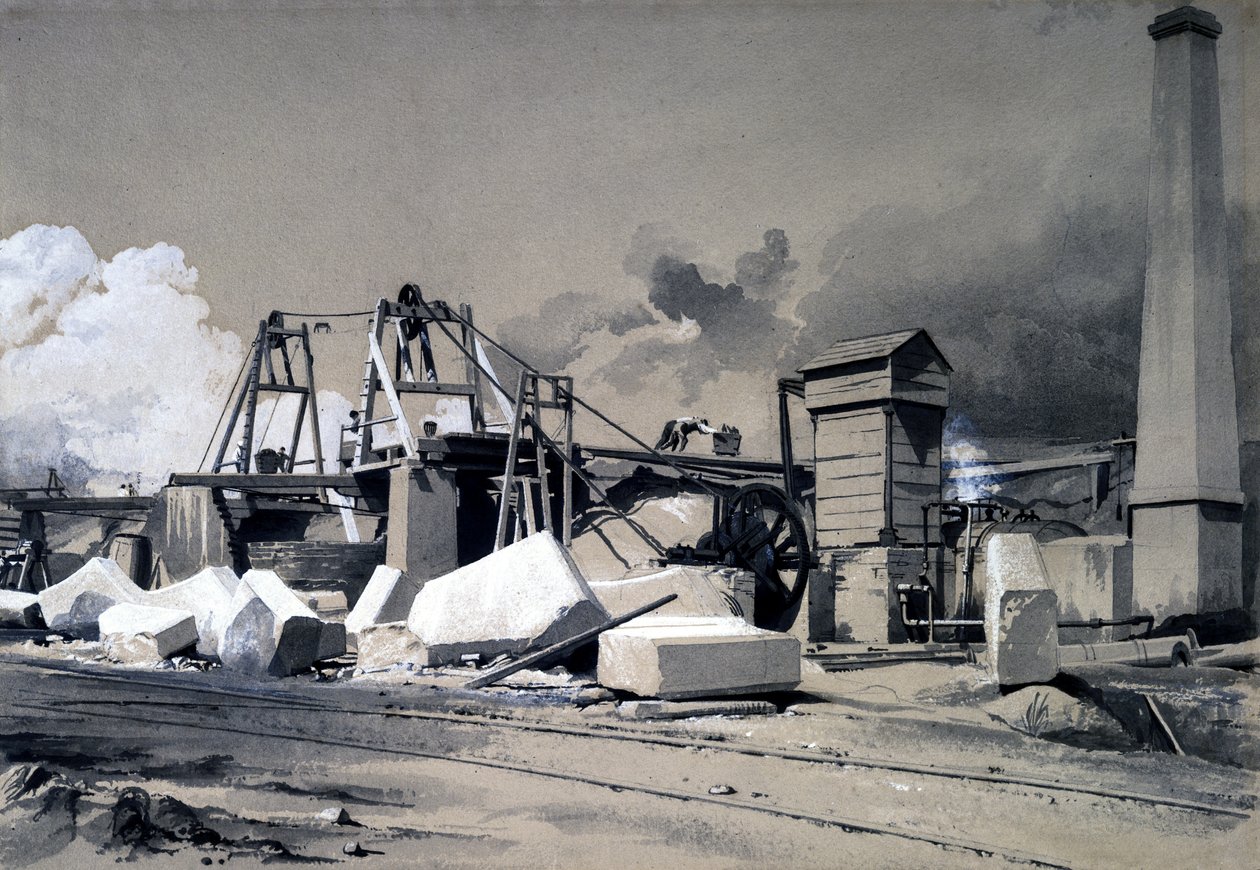 Puits de ventilation et moteur de levage, tunnel de Kilsby, 18 juillet 1837 - John Cooke Bourne