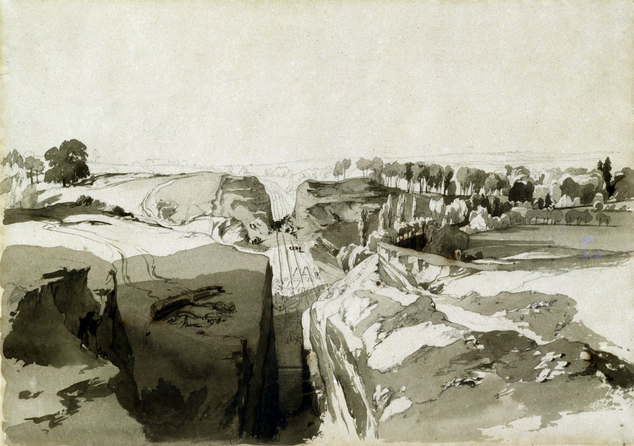 Vue du sommet du tunnel, Linslade, Buckinghamshire, 12 octobre 1837 - John Cooke Bourne