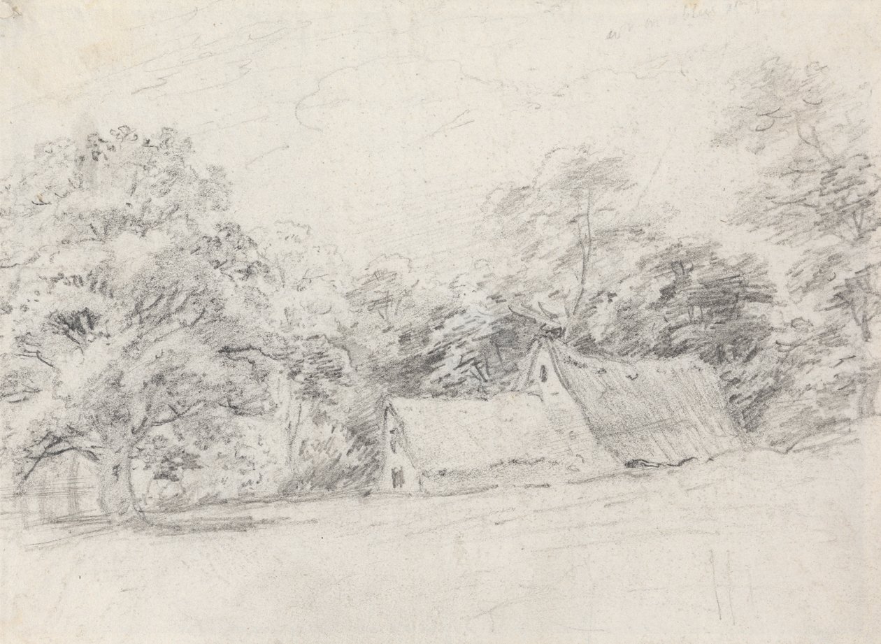 Deux bâtiments parmi les arbres - John Crome