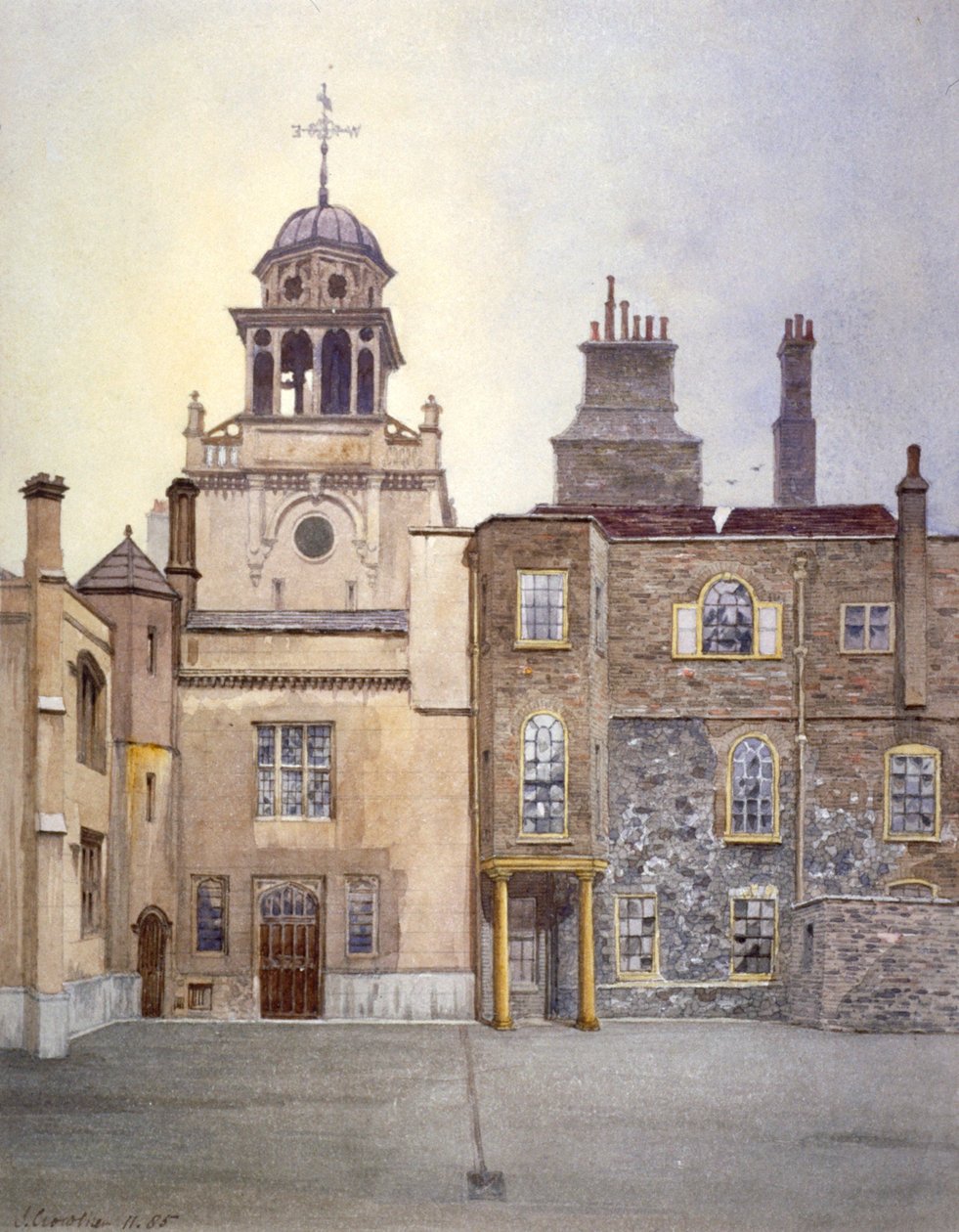Vue du côté nord de la tour de la chapelle, Charterhouse, Londres, 1885 - John Crowther