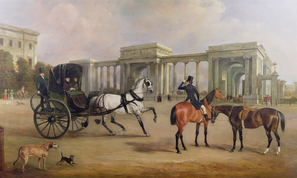 M. Massey Stanley avec cabriolet et hacks à Hyde Park Corner, 1833 - John E. Ferneley