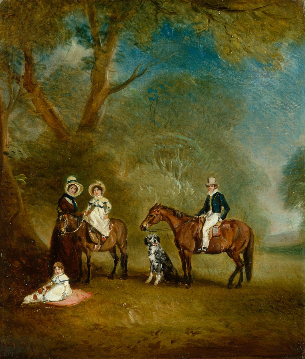 La famille Pares de Hopwell dans un paysage boisé - John E. Ferneley