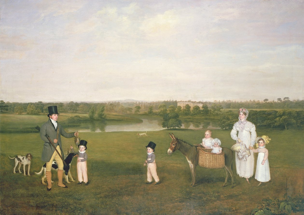 William Hetton Cooke avec sa femme et ses enfants à Worleston Rookery, Chester - John E. Ferneley