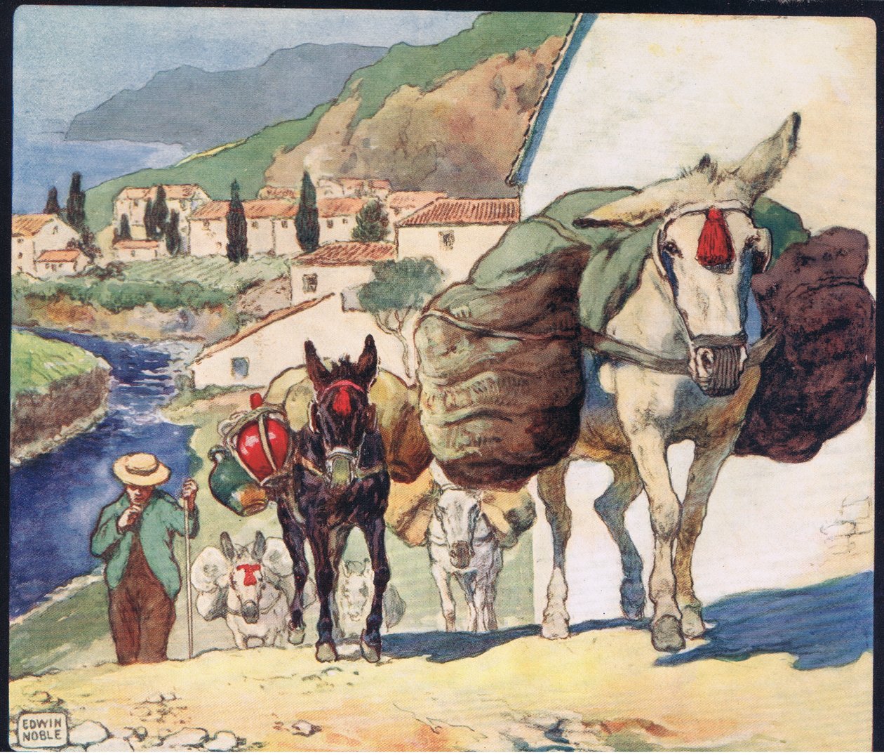 Mules sur un col espagnol, illustration de 