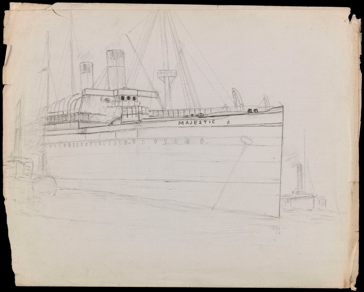 PAH1223; Croquis du paquebot Majestic (inachevé) - John Everett