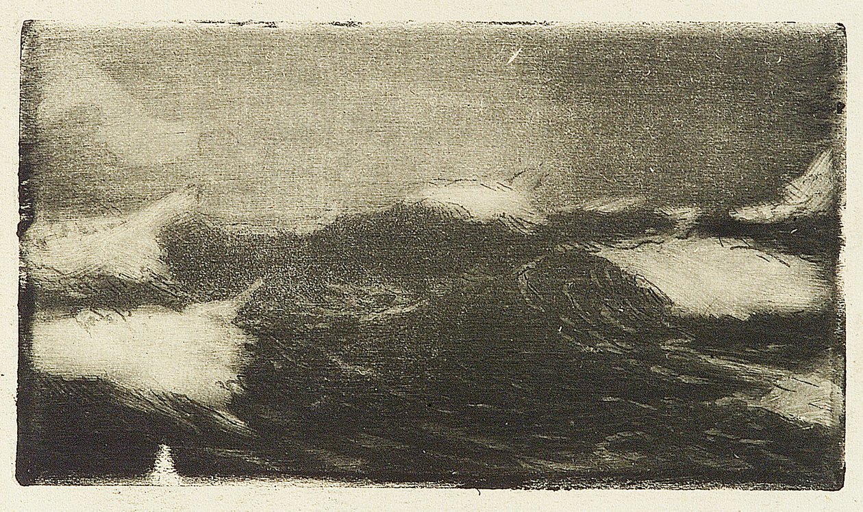 Paysage marin - rouleaux gris-noir 1, 20e siècle (gravure) - John Everett