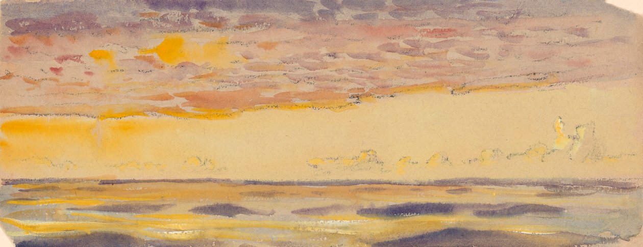 Paysage marin, mer jaune et nuages violets, fin 19e siècle - milieu 20e siècle - John Everett