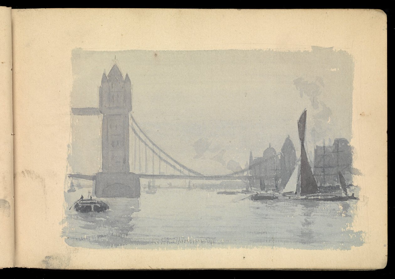 Scène de Londres sur la Tamise, carnet de croquis - John Everett