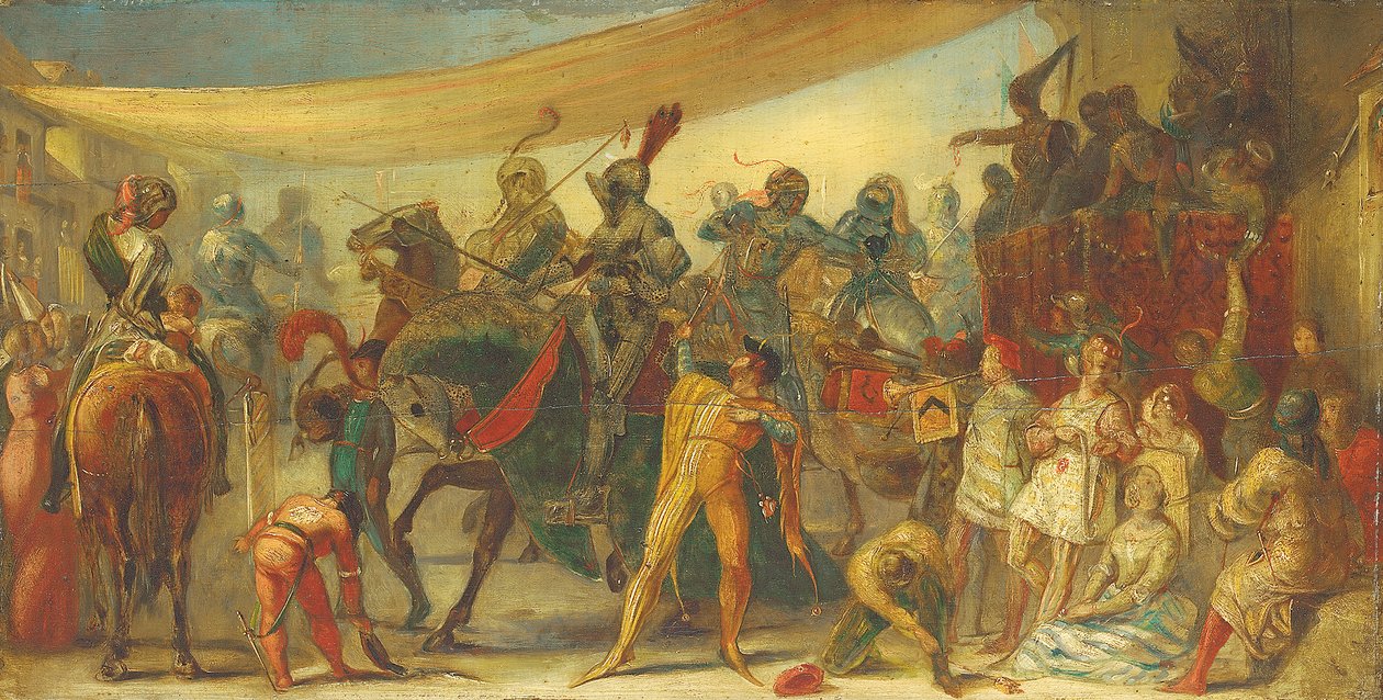 Chevaliers se préparant pour un tournoi - John Everett Millais