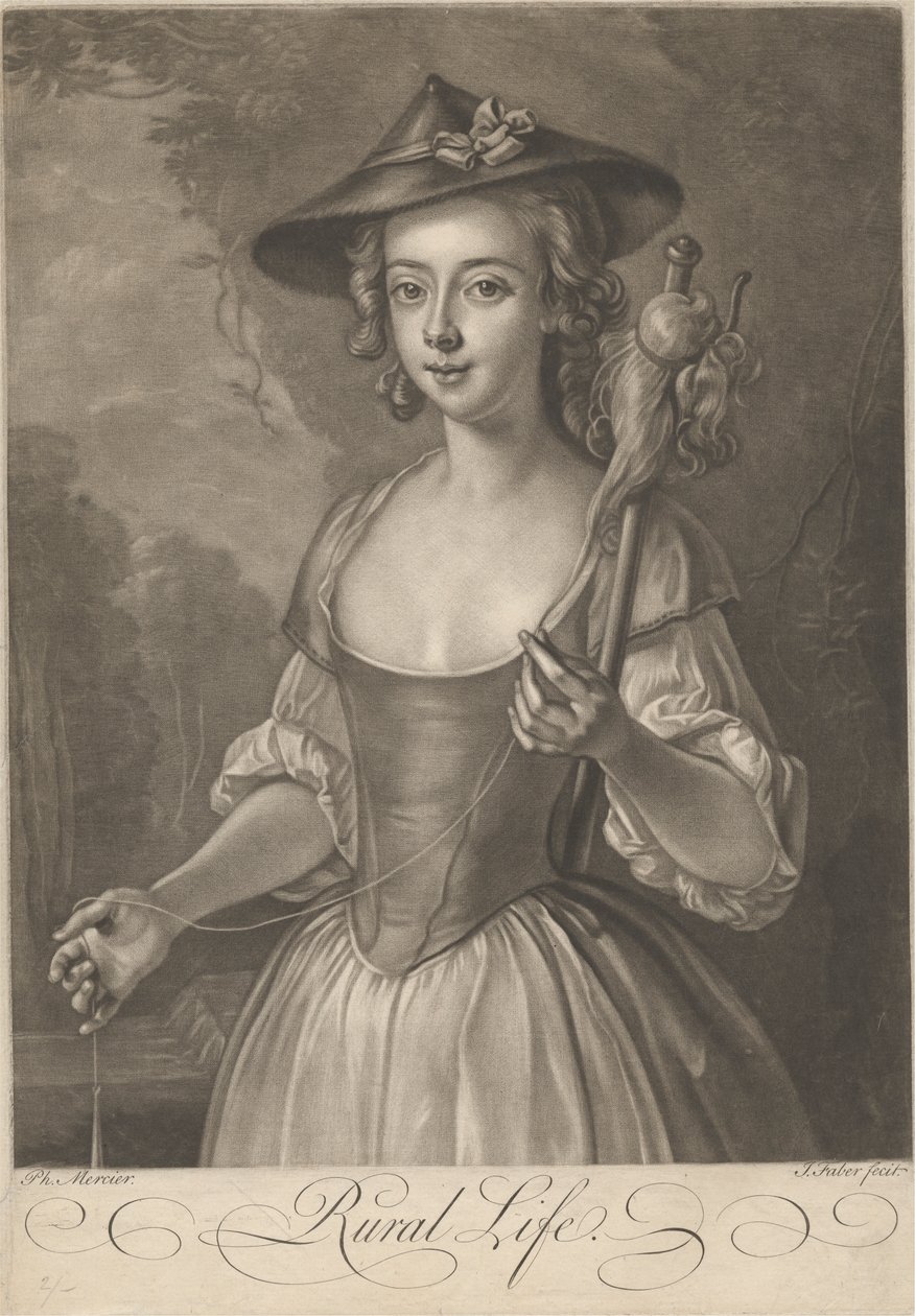 Une fille filant du fil - John Faber the younger