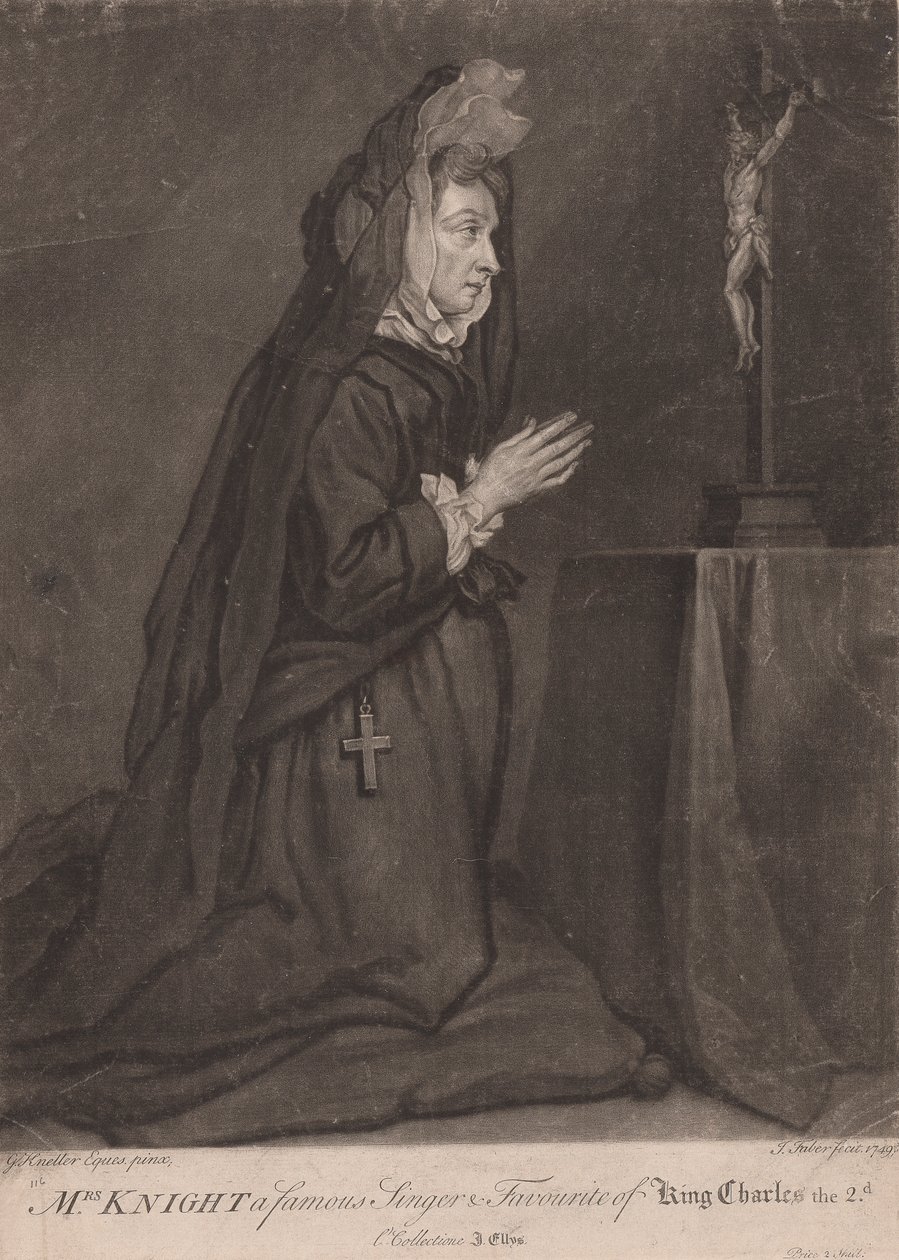 Mme Knight, célèbre chanteuse et favorite du roi Charles II - John Faber the younger