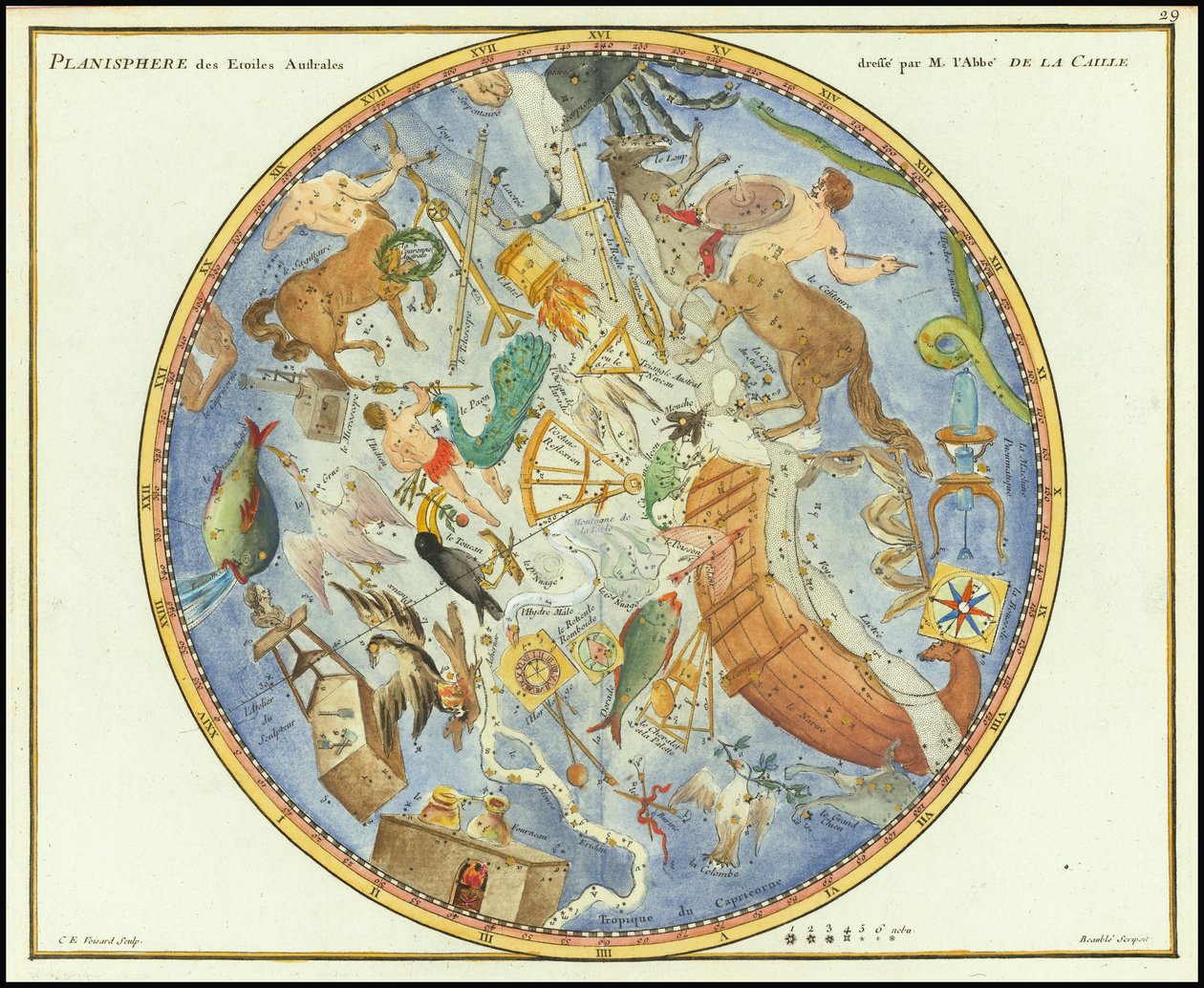 1776 - John Flamsteed - Planisphère des Etoiles Australes - John Flamsteed