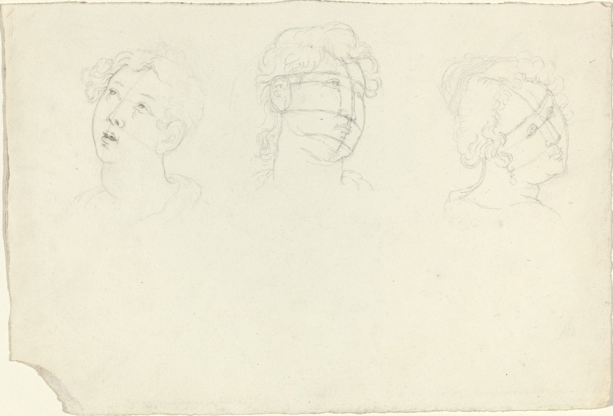 Tête de Marie-Madeleine et deux saints (?) - John Flaxman