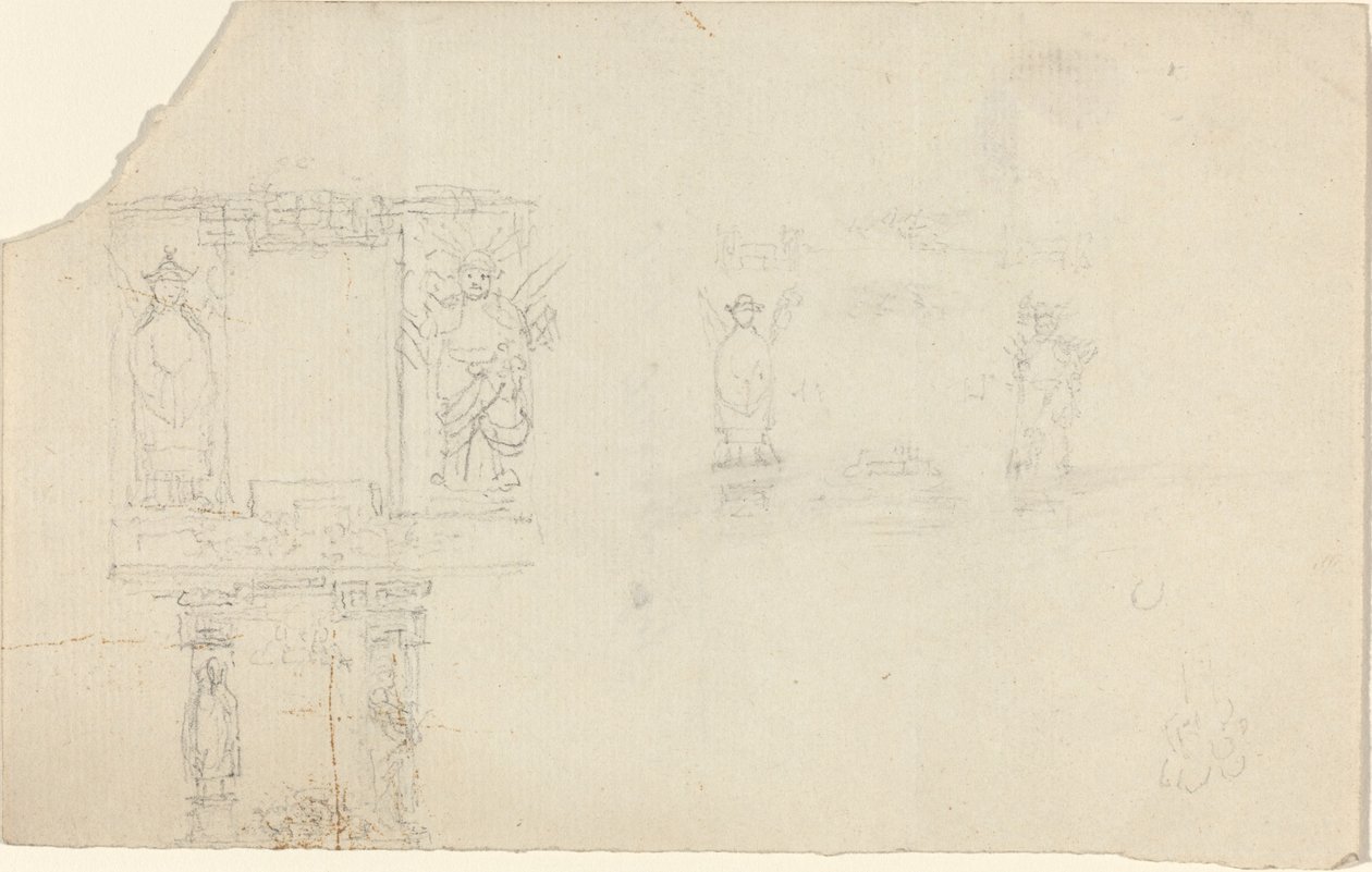 Structure avec figures en tenue asiatique (Illustration pour « Le Coffret » ?) - John Flaxman