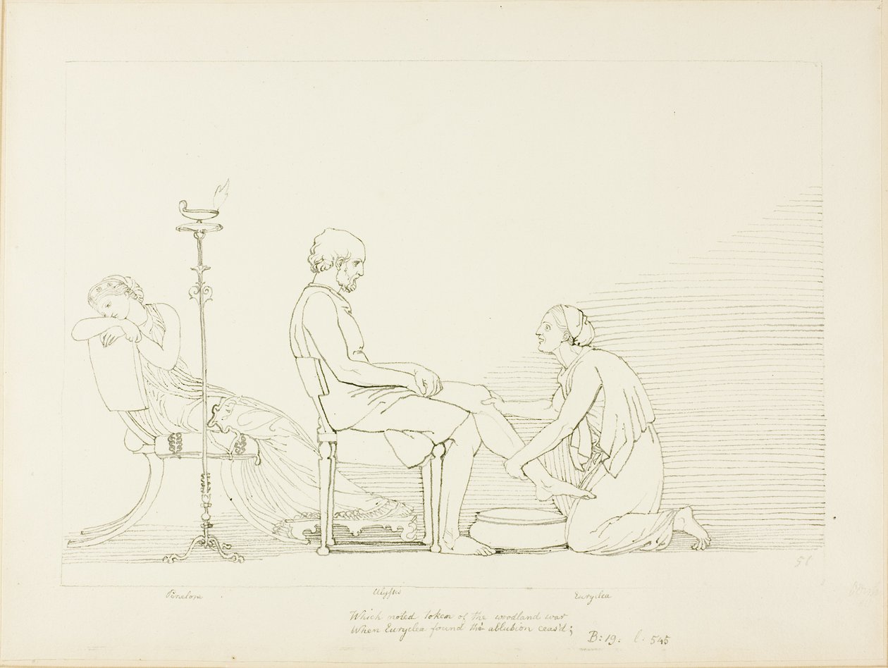 Ulysse, Pénélope et Euryclea - John Flaxman