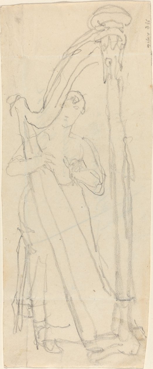Femme jouant de la harpe (Lavinia Banks ?) - John Flaxman